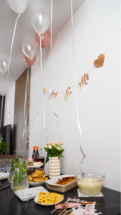 shot of a decorated room prepared for the wedding party